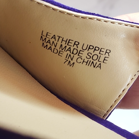 Ann Taylor Mini Bow Slingback Pointy Toe Purple Suede Kitten Heel Pumps Size 7 - Picture 6 of 7